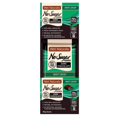 Well Naturally No Added Sugar Block Dark Chocolate Mint Crisp 90g x 12 Display